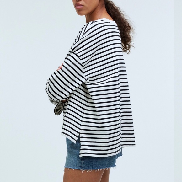 Madewell Easy Long-Sleeve Rugby Tee in contrasting stripe Medium - Picture 2 of 7